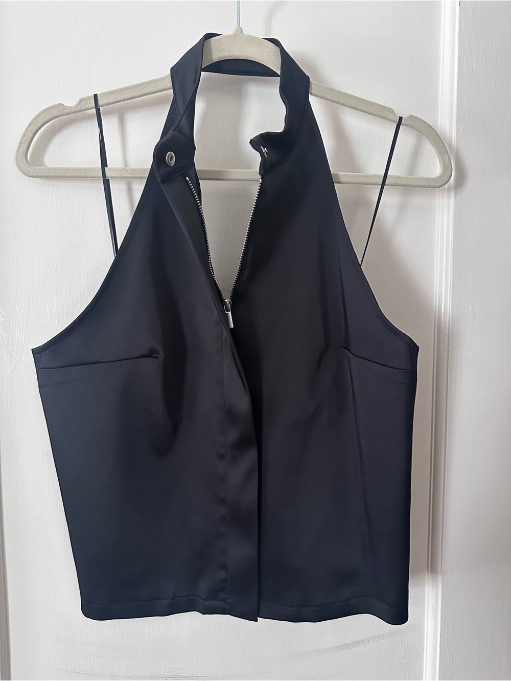 NWT Zara Women's Black Halter w Zip-Front